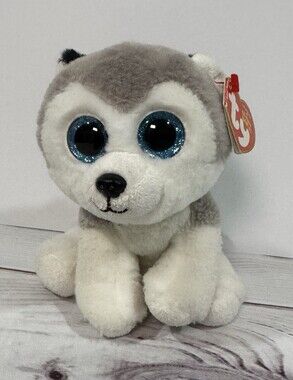 TY Beanie Boo  BUFF 6 " Plush Husky Dog Stuffed Animal Toy Soft Grey & White